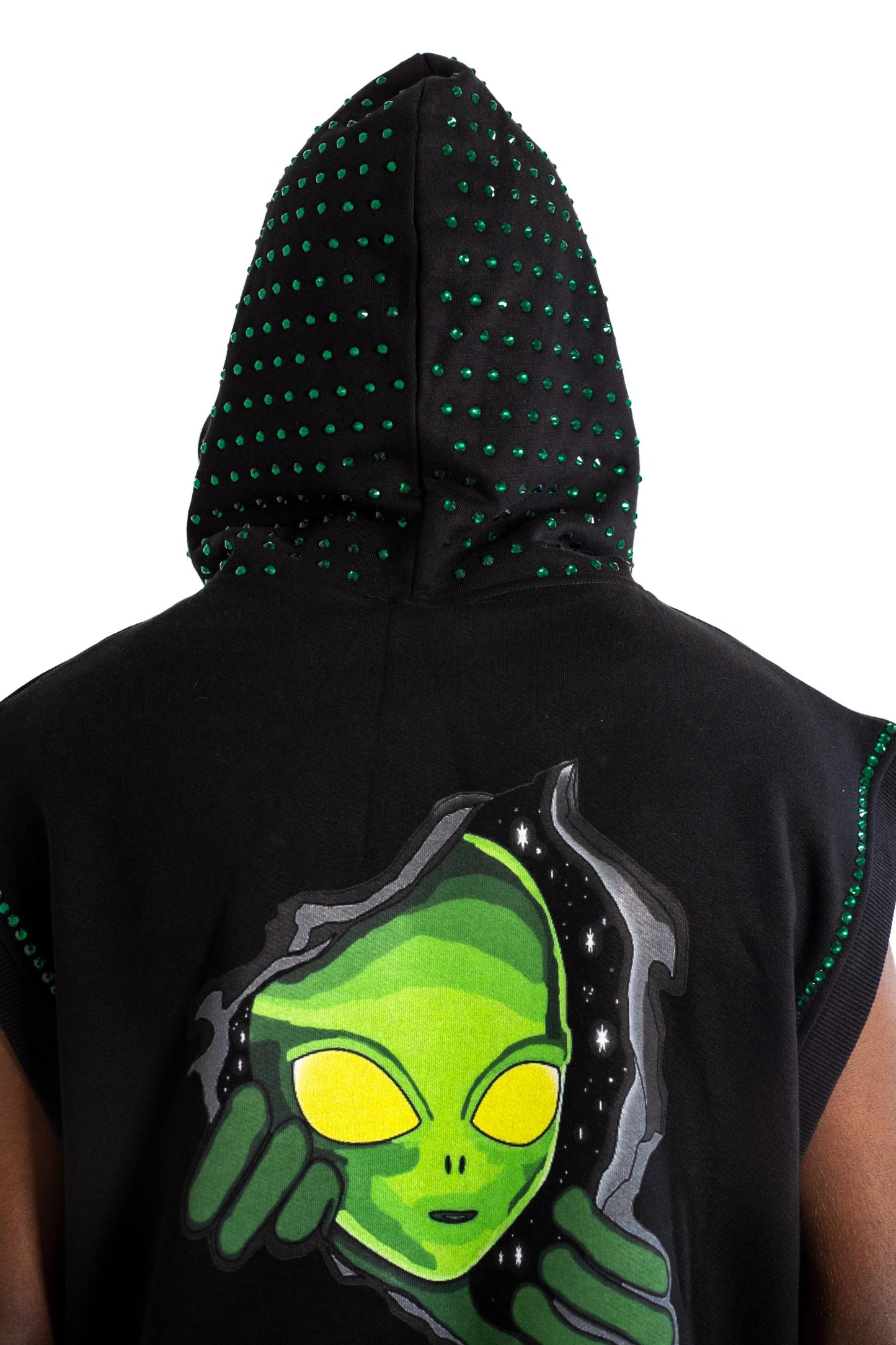Rhinestone Sleeveless Hood
